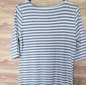 Gray and White 3/4 Sleeve Boxy T-Shirt